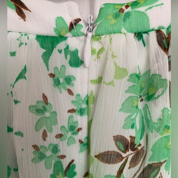 NWT DKNY White/Green Floral Maxi Dress Racerback Front Peephole Tie Belt Zip 14 - Picture 8 of 14